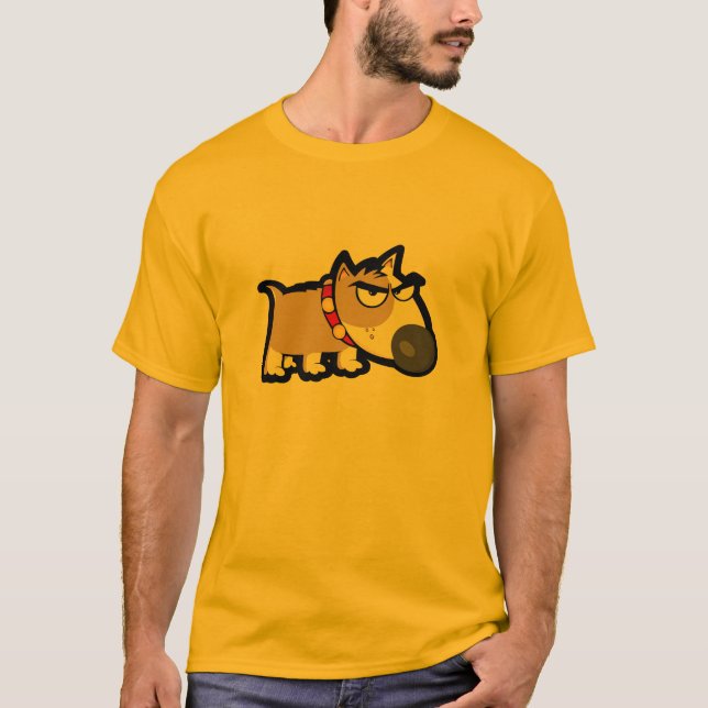 Gelb-orangeer mürrischer Hund T-Shirt (Vorderseite)