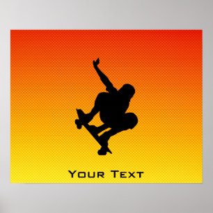 Gelb-orangeer Skateboarding Poster