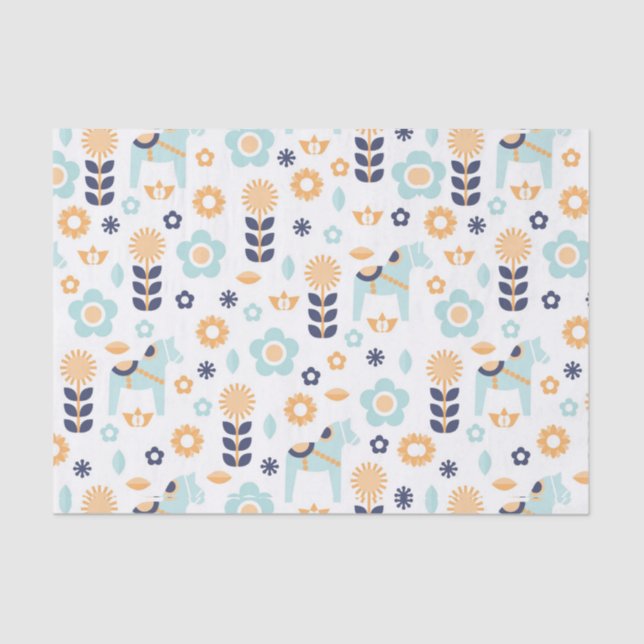 gelb-orangees blaues skandinavisches seidenpapier (Vorderseite)