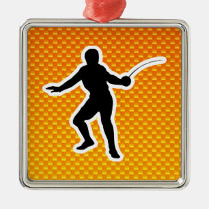 Gelb-orangees Fechten Ornament Aus Metall