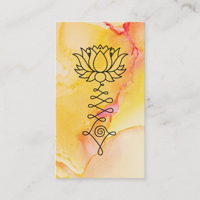 *~* gelb-orangees Lotus-Yoga Reiki heilende Visitenkarte