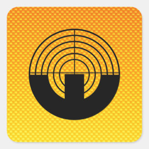 Gelb-orangees Sport-Schießen Quadratischer Aufkleber