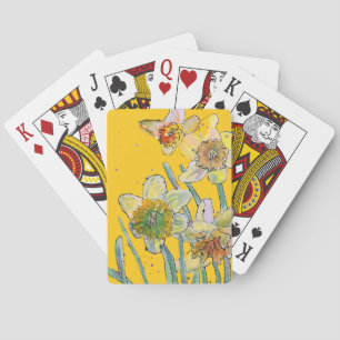 Gelb Osterglocke Frühlingsblumen Aquarell Blumen Spielkarten
