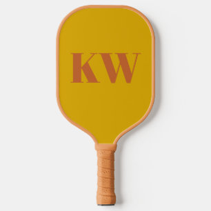 Gelb personalisierte Terrakotta-Monogramm-Initiale Pickleball Schläger