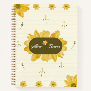 Gelb personalisiertes Blumen Notizbuch