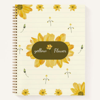 Gelb personalisiertes Blumen Notizbuch