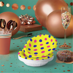 Gelb Pink Blau Punkte-Muster Pappteller