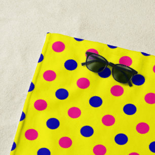 Gelb Pink Blau Punkte Muster Strandtuch