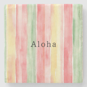 Gelb Pink Mint Streifen Aloha Steinuntersetzer