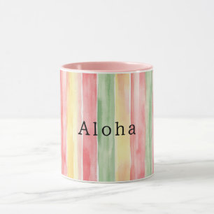 Gelb Pink Mint Streifen Aloha Tasse