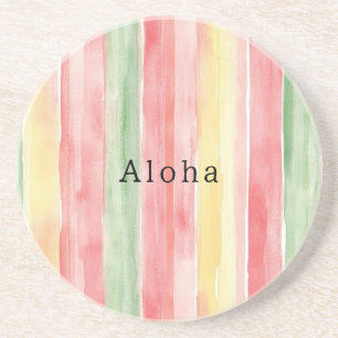 Gelb Pink Minze Streifen Aloha Getränkeuntersetzer