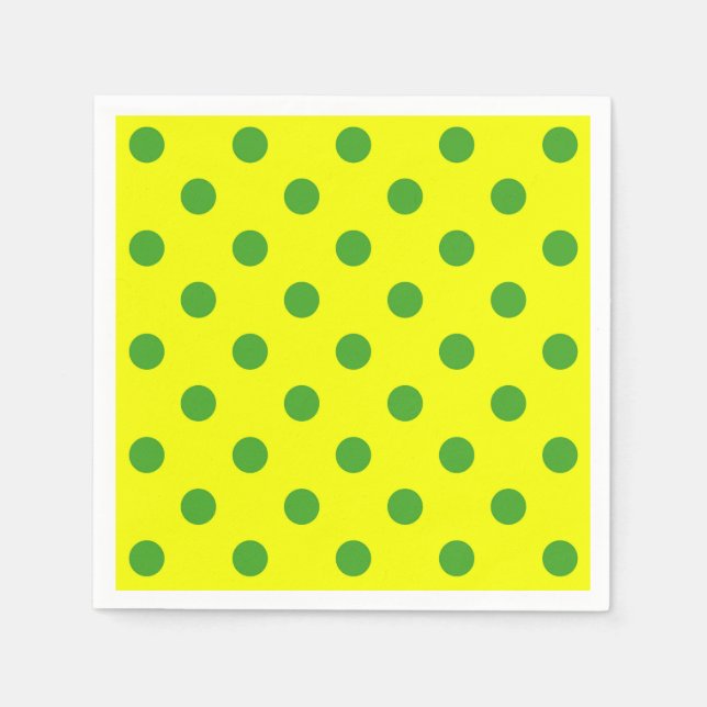 Gelb Polka Dots Design grün Serviette (Vorderseite)