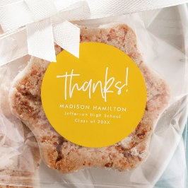 Gelb | Preppy Script Abschluss Vielen Dank Runder Aufkleber