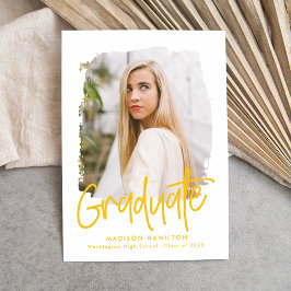 Gelb | Preppy Script Foto Abschluss Ankündigung