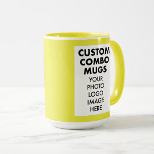 Gelb Rahmen 2 x 4:6 Foto Logo groß Custom Combo Tasse