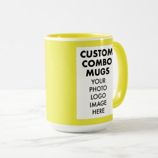 Gelb Rahmen 2 x 4:6 Foto Logo groß Custom Combo Tasse