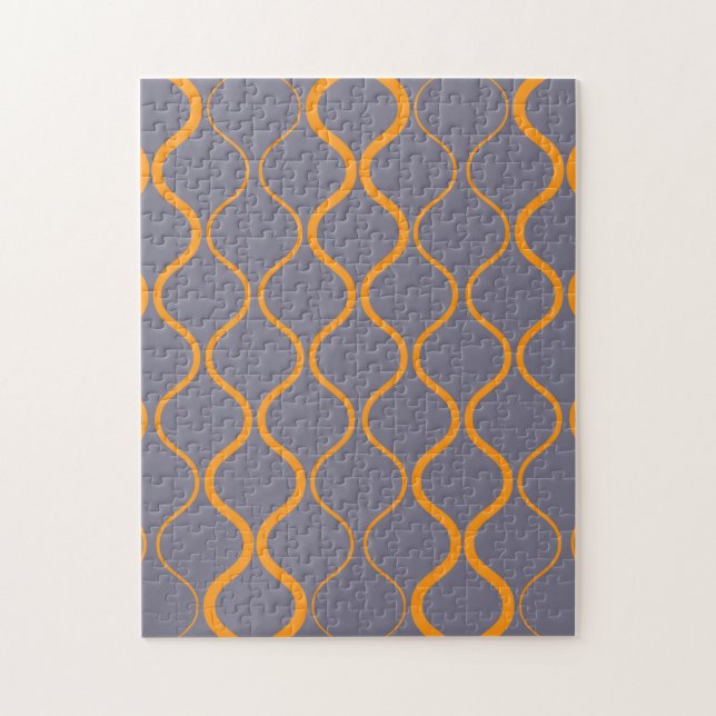 Gelb, Retro, coole trendige, kurvige, gewellte Ill Puzzle (Vertikal)