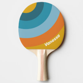 Gelb Retro-Kreisstreifen mit Namen Tischtennis Schläger