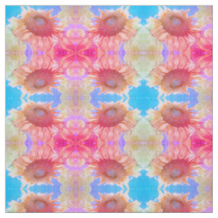 Gelb-rosa Blauer Boho Chic Blütenblume Stoff