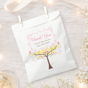 Gelb Rosa Florale Vogel Baby Shower Dankeschön Geschenktütchen