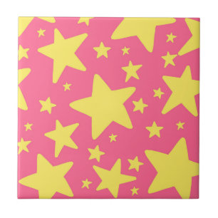 Gelb Rosa geometrisches Sterne-Muster Fliese