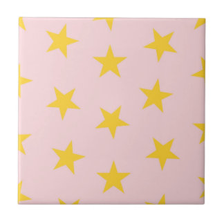 Gelb Rosa geometrisches Sterne-Muster Fliese
