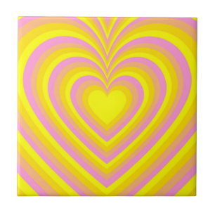 Gelb Rosa Hypnotisches Herz Liebesmuster Fliese
