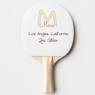 gelb rosa Monogramm Name Liebe Stadt marron trendy Tischtennis Schläger