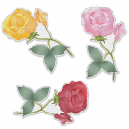 Gelb, Rosa und Rote Rosen Aufkleber