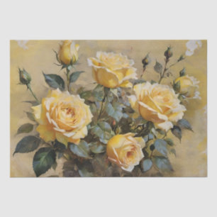 Gelb Rosen Druck Decoupage / Seidenpapier