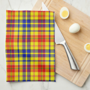 Gelb Rot Blau Kariertes Tartan Design  Geschirrtuch