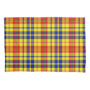 Gelb Rot Blau Kariertes Tartan Design Kissenbezug