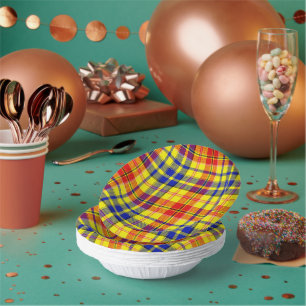 Gelb Rot Blau Kariertes Tartan Design Pappteller