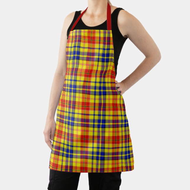 Gelb Rot Blau Kariertes Tartan Design  Schürze (InSitu)