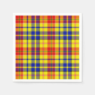 Gelb Rot Blau Kariertes Tartan-Design Serviette