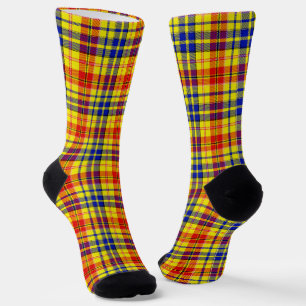 Gelb Rot Blau Kariertes Tartan Design  Socken