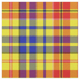 Gelb Rot Blau Kariertes Tartan Design  Stoff