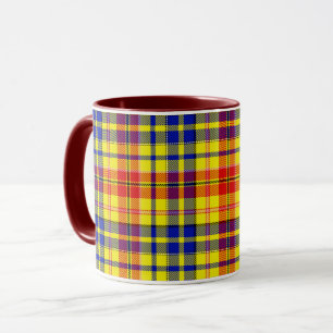 Gelb Rot Blau Kariertes Tartan-Design Tasse