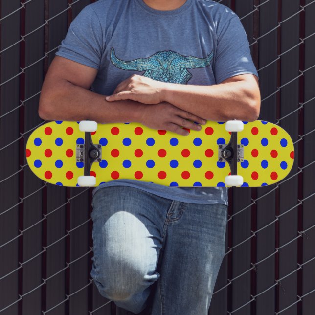 Gelb Rot Blau Punkte Design  Skateboard (Außenbereich 3)