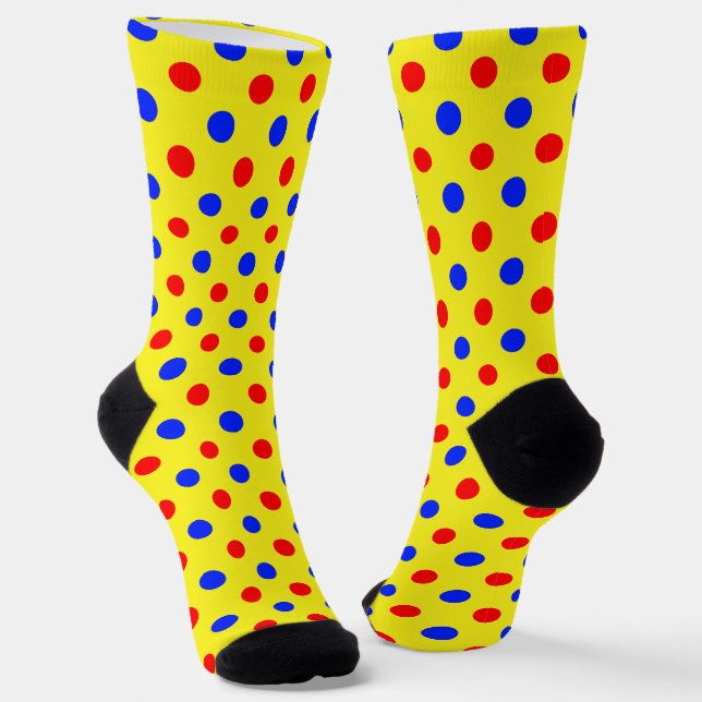 Gelb Rot Blau Punkte Design  Socken (Gewinkelt)