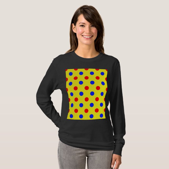 Gelb Rot Blau Punkte Design  T-Shirt (Vorne ganz)