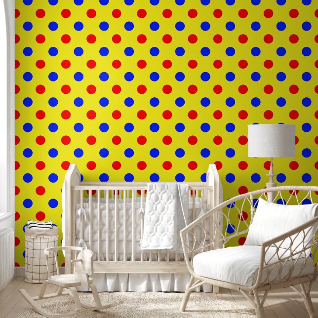 Gelb Rot Blau Punkte Design  Tapete (Kinder)