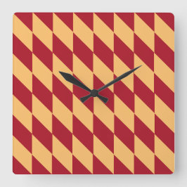 Gelb & Rot Geometrisch Quadratische Wanduhr