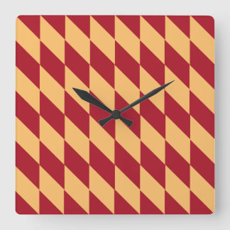 Gelb & Rot Geometrisch Quadratische Wanduhr