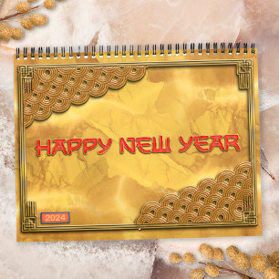 Gelb Rot Gold 12 chinesische Tierkreiszeichen Neuj Kalender