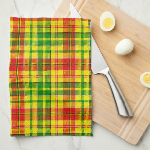 Gelb Rot Grün Kariertes Tartan-Design  Geschirrtuch