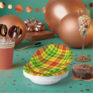Gelb Rot Grün Kariertes Tartan Design Pappteller