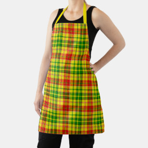 Gelb Rot Grün Kariertes Tartan Design  Schürze
