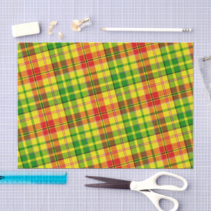 Gelb Rot Grün Kariertes Tartan-Design Seidenpapier
