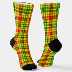 Gelb Rot Grün Kariertes Tartan Design  Socken